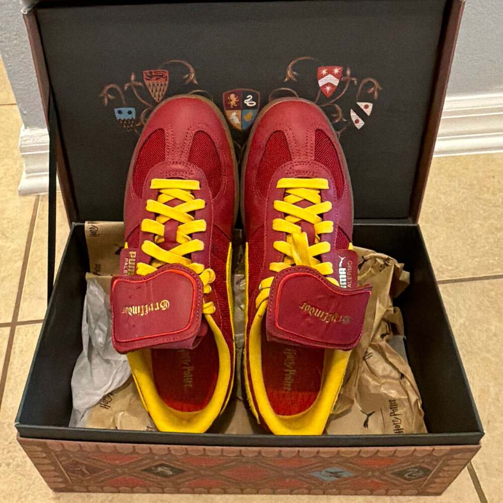 Puma Palermo Red Yellow Gum Sole Sneakers